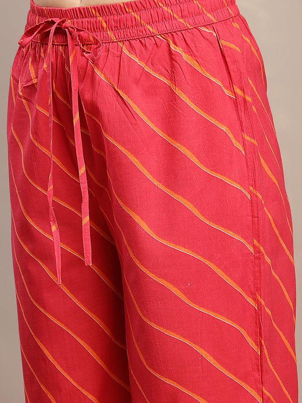 Gulmohar Jaipur Cotton Calf Length Printed 3/4 Sleeve V-Neck Straight Kurta Suit Set