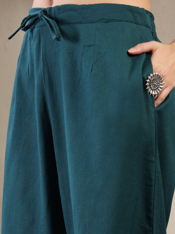 Gulmohar Jaipur Rayon Calf Length Printed 3/4 Sleeves Round Neck A-Line Kurta Suit Set