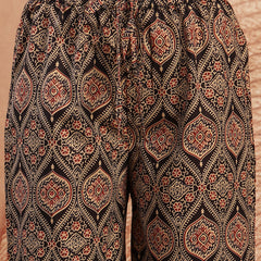 Gulmohar Jaipur Cotton Calf Length Printed 3/4 Sleeve V-Neck Anarkali Kurta Suit Set