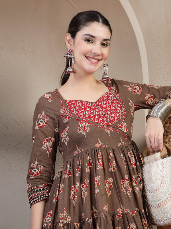 Gulmohar Jaipur Cotton Ankle Length Printed 3/4 Sleeves Sweetheart Neck Anarkali Kurta