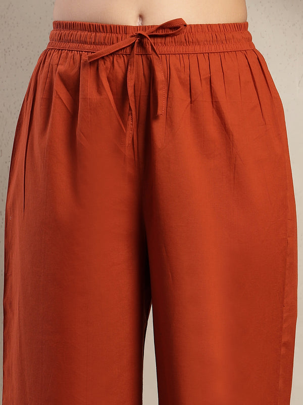 Gulmohar Jaipur Cotton Calf Length Printed Sleeveless Round Neck Straight Kurta Suit Set