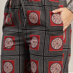 Cotton Calf Length Printed Sleeveless Round Neck Straight Kurta Suit Set