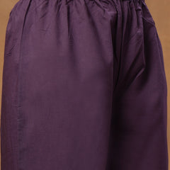 Cotton Calf Length Solid 3/4 Sleeves V-Neck Flared Kurta Suit Set