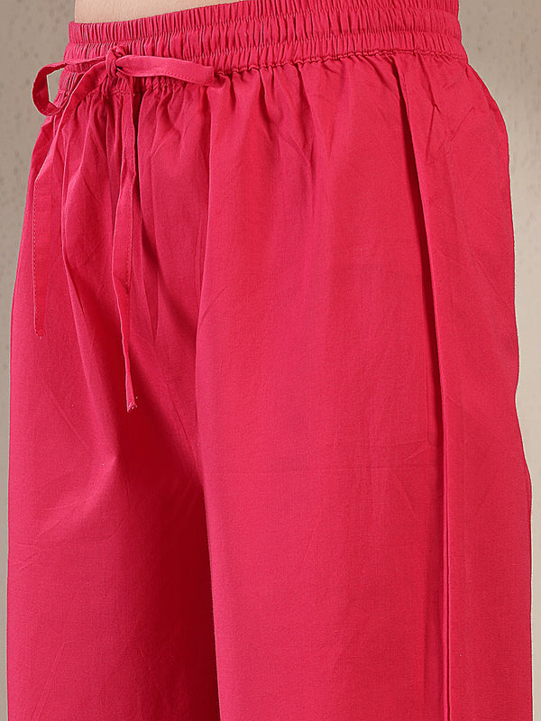 Gulmohar Jaipur Cotton Calf Length Solid Full Sleeves V-Neck Anarkali Kurta Suit Set