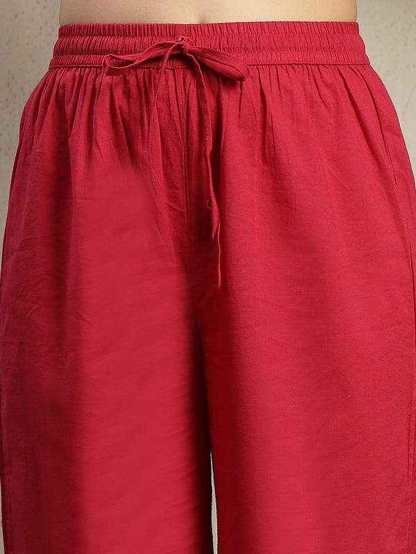 Gulmohar Jaipur Cotton Calf Length Printed Sleeveless Round Neck Straight Kurta Suit Set