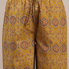 Gulmohar Jaipur Cotton Calf Length Printed 3/4 Sleeve V-Neck Anarkali Kurta Suit Set