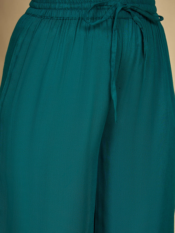 Gulmohar Jaipur Rayon Calf Length Printed Sleeveless V-Neck Straight Kurta Suit Set