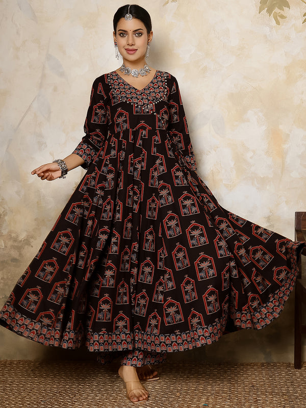 Women Printed Flared Kurta Set