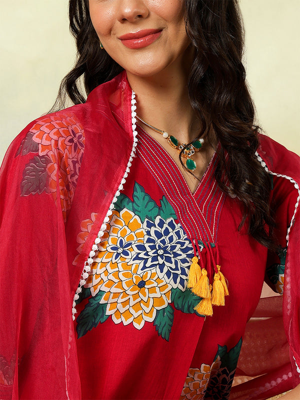 Black Rayon Printed Embroidered Straight Kurta Suit Set