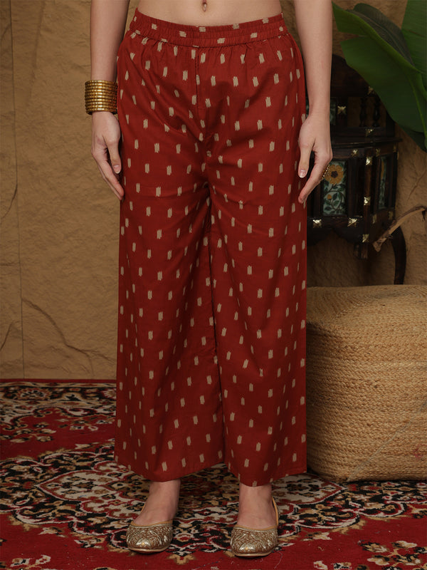 Black Pure Cotton Printed Hand-Work V-Neck Semi-Flared Kurta Suit Set
