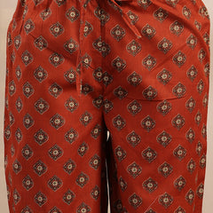 Gulmohar Jaipur Cotton Calf Length Printed 3/4 Sleeves V-Neck Anarkali Kurta Suit Set