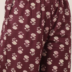 Rayon Calf Length Printed Sleeveless V-Neck Flared Kurta