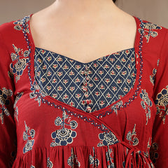 Gulmohar Jaipur Cotton Ankle Length Printed 3/4 Sleeves Sweetheart Neck Anarkali Kurta