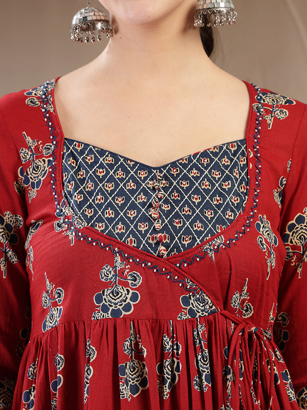 Gulmohar Jaipur Cotton Ankle Length Printed 3/4 Sleeves Sweetheart Neck Anarkali Kurta