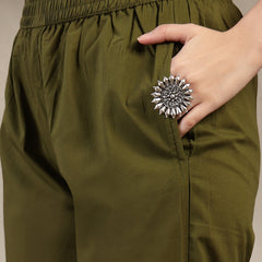 Gulmohar Jaipur Cotton Calf Length Printed Sleeveless Round Neck Straight Kurta Suit Set