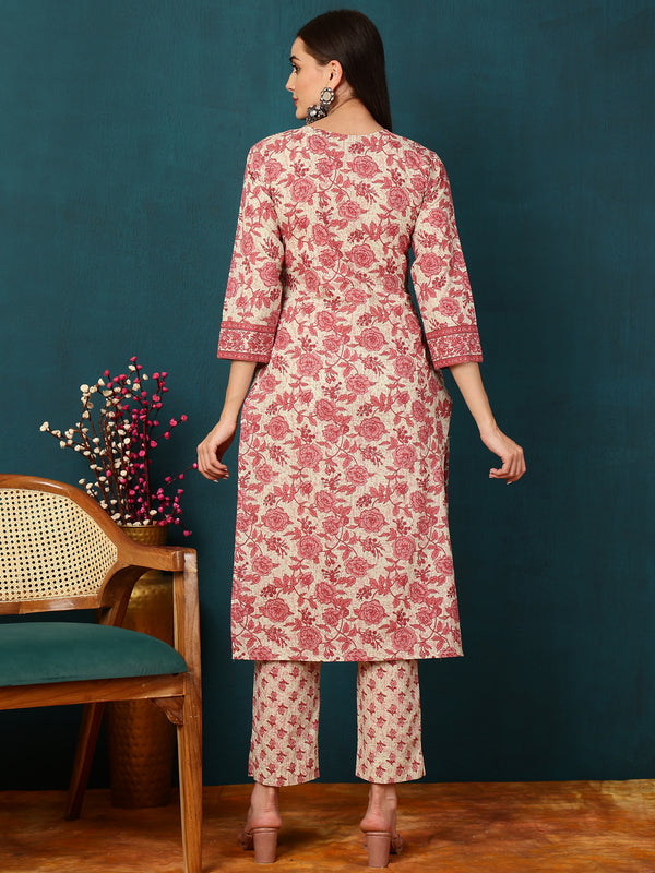 Rayon Calf length Length Floral  Straight 3/4 Sleeves Round Neck Kurta Bottom Dupatta Set