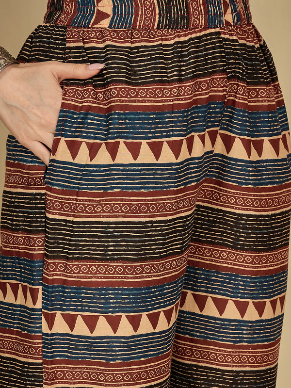 Gulmohar Jaipur Rayon Calf Length Solid 3/4 Sleeves V-Neck Straight Kurta Suit Set