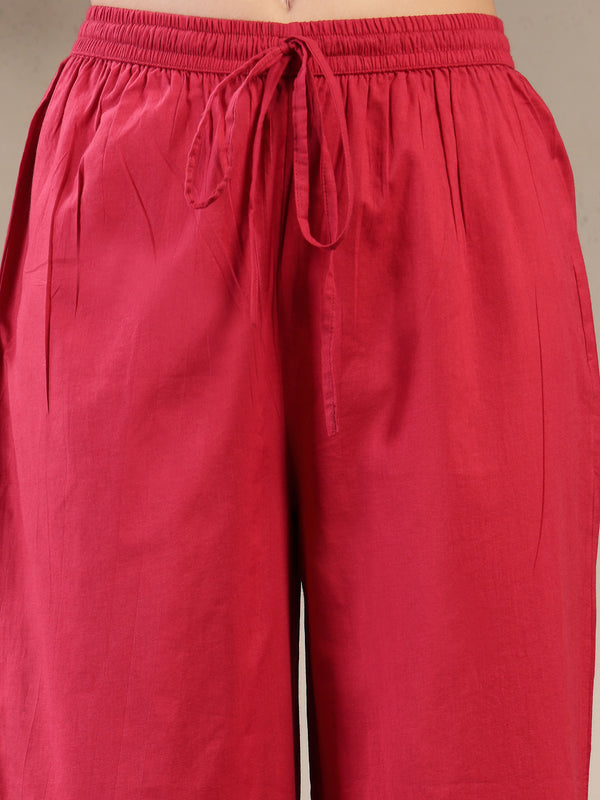 Gulmohar Jaipur Rayon Calf Length Printed 3/4 Sleeves Round Neck A-Line Kurta Suit Set