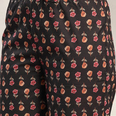 Cotton Calf Length Printed Sleeveless Round Neck Flared Kurta Suit Set