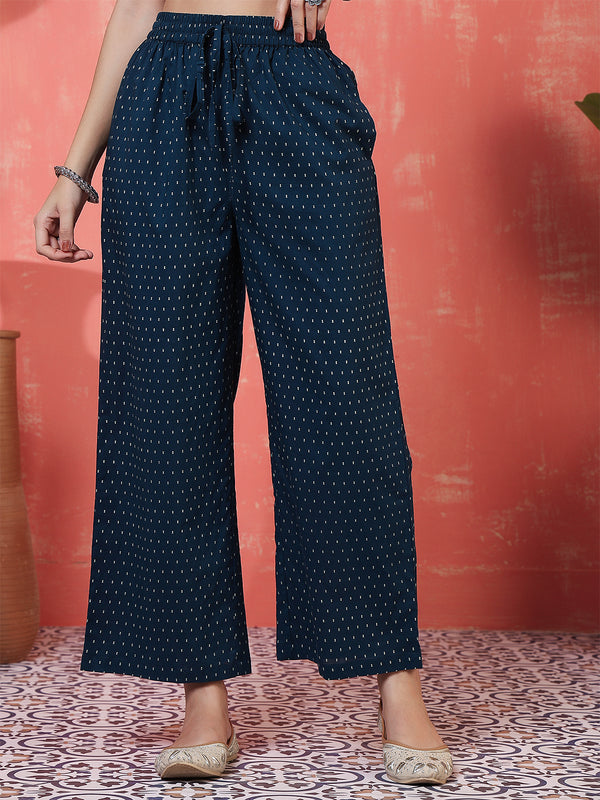 Rayon Calf Length Printed 3/4 Sleeves Round Neck Semi-Flared Kurta Suit Set