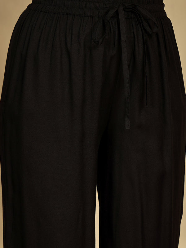 Gulmohar Jaipur Rayon Calf Length Solid Sleeveless V-Neck Straight Kurta Suit Set