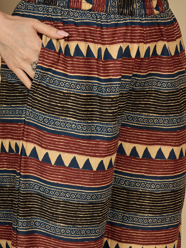 Gulmohar Jaipur Rayon Calf Length Solid 3/4 Sleeves V-Neck Straight Kurta Suit Set