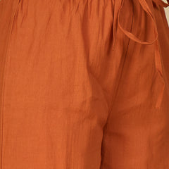 Gulmohar Jaipur Cotton Calf Length Solid 3/4 Sleeves Round Neck Flared Kurta Suit Set