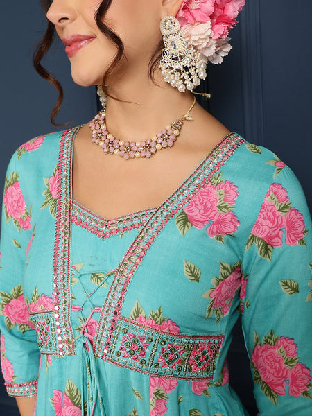 Women Viscose Rayon Kurta Palazzo Dupatta Set