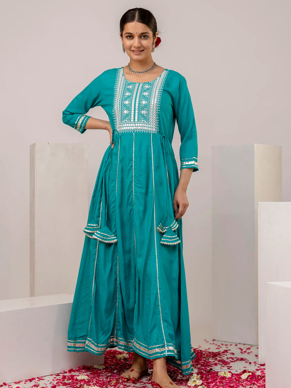 Rama Solid Kurta With Embroidered Yoke