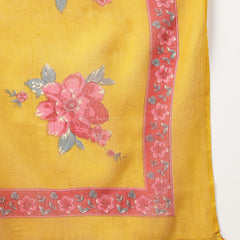 Cotton Calf Length Printed Full Sleeve V-Neck Flared Kurta Suit Set