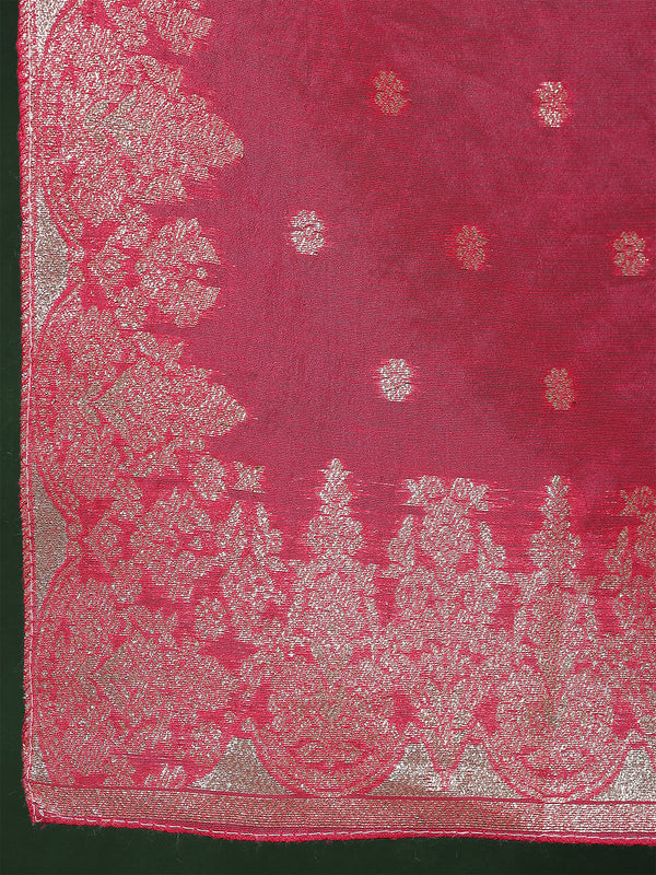 Pink Rayon Calf Length Solid 3/4 Sleeves Round Neck Straight Kurta Suit Set