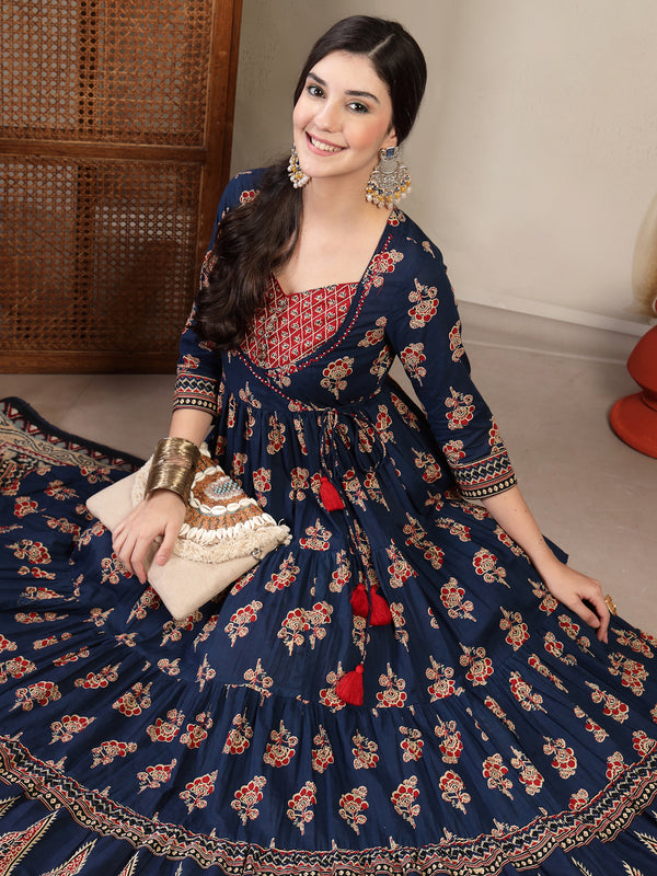 Gulmohar Jaipur Cotton Ankle Length Printed 3/4 Sleeves Sweetheart Neck Anarkali Kurta