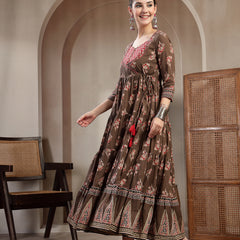 Gulmohar Jaipur Cotton Ankle Length Printed 3/4 Sleeves Sweetheart Neck Anarkali Kurta