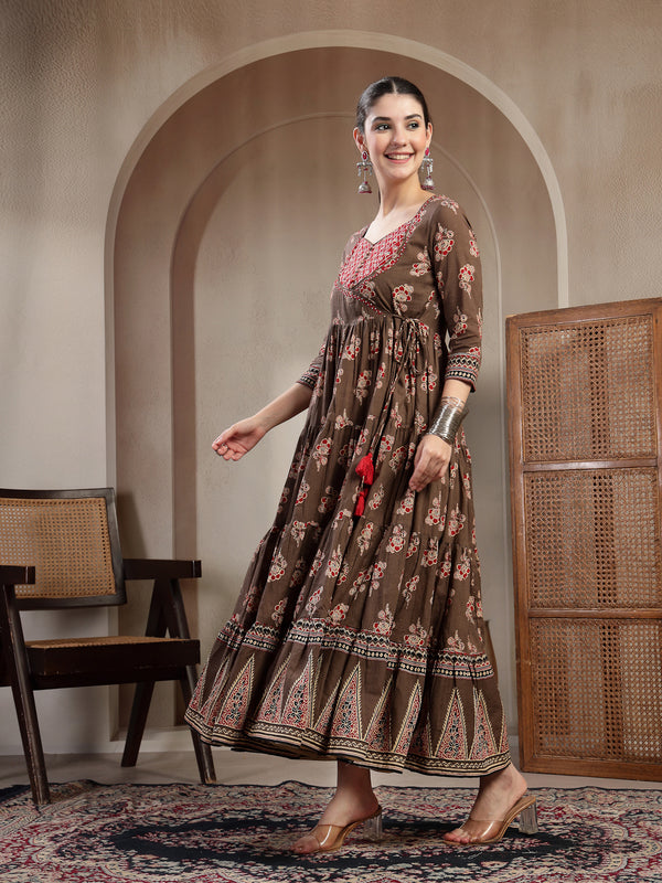 Gulmohar Jaipur Cotton Ankle Length Printed 3/4 Sleeves Sweetheart Neck Anarkali Kurta