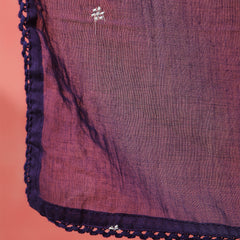 Purple Cotton Calf Length Solid 3/4 Sleeves V-Neck Anarkali Kurta Suit Set