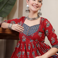 Gulmohar Jaipur Cotton Ankle Length Printed 3/4 Sleeves Sweetheart Neck Anarkali Kurta