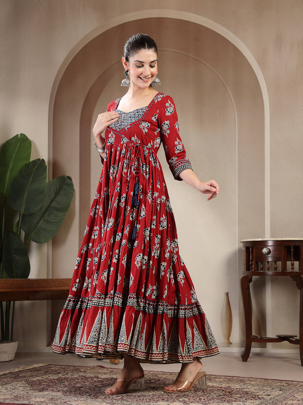 Gulmohar Jaipur Cotton Ankle Length Printed 3/4 Sleeves Sweetheart Neck Anarkali Kurta