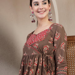 Gulmohar Jaipur Cotton Ankle Length Printed 3/4 Sleeves Sweetheart Neck Anarkali Kurta