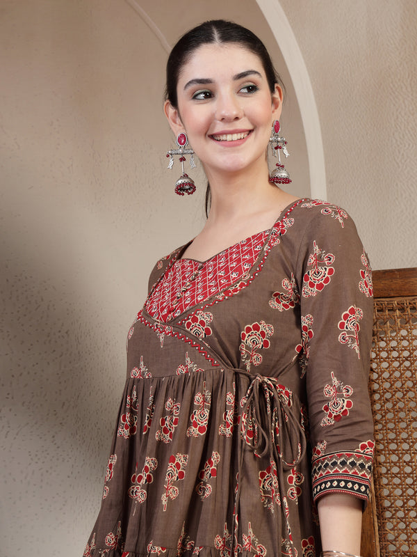 Gulmohar Jaipur Cotton Ankle Length Printed 3/4 Sleeves Sweetheart Neck Anarkali Kurta