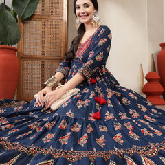 Gulmohar Jaipur Cotton Ankle Length Printed 3/4 Sleeves Sweetheart Neck Anarkali Kurta