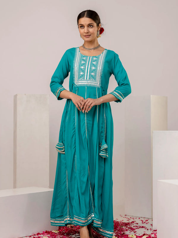 Rama Solid Kurta With Embroidered Yoke