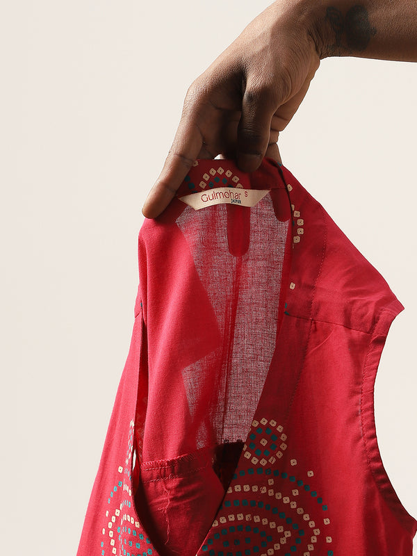 Cotton Hip Length Printed Sleeveless V-Neck Flared Top