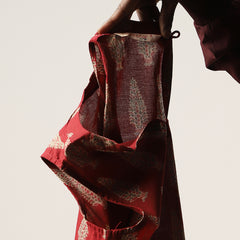 Cotton Mid Length Printed Sleeveless Round Neck Straight Kurta